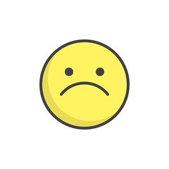 Slightly frowning face emoticon filled outline icon