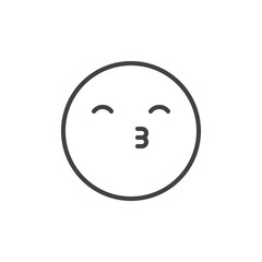 Kissing face emoticon line icon