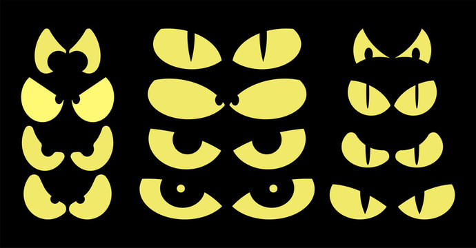 Halloween Spooky Scary Eyes  Vector  Design Isolated On Black Background