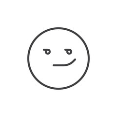 Smirking face emoticon line icon