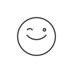Fototapeta premium Winking face emoticon line icon