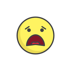 Anguished face emoticon filled outline icon