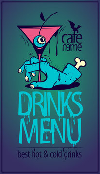 Halloween drinks menu card design concept
