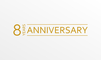 8 year anniversary emblem. Anniversary icon or label. 8 year celebration and congratulation design element. Vector illustration.
