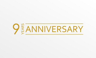 9 year anniversary emblem. Anniversary icon or label. 9 year celebration and congratulation design element. Vector illustration.