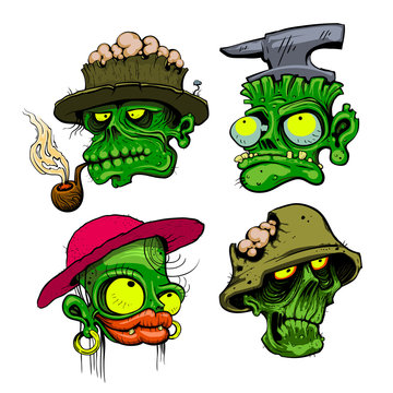 Naklejka Zombie heads illustration