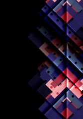 Colorful triangles and arrows on dark background