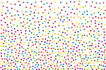 Festival pattern with color round glitter, confetti. Random, chaotic polka dot. Vector illustration. Typographic design.