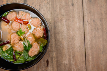 spicy meat ball soup, Thailand food
