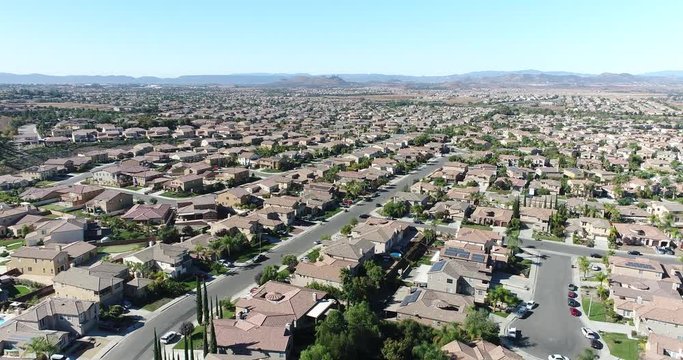 Overhead Ultra High Definition 4k Aerial of a United States Neighborhood.