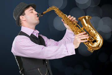 Jazz Saxophone player isolated