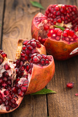 pomegranate on wood

