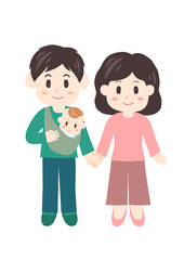 赤ちゃんを抱っこするパパとママのイラスト