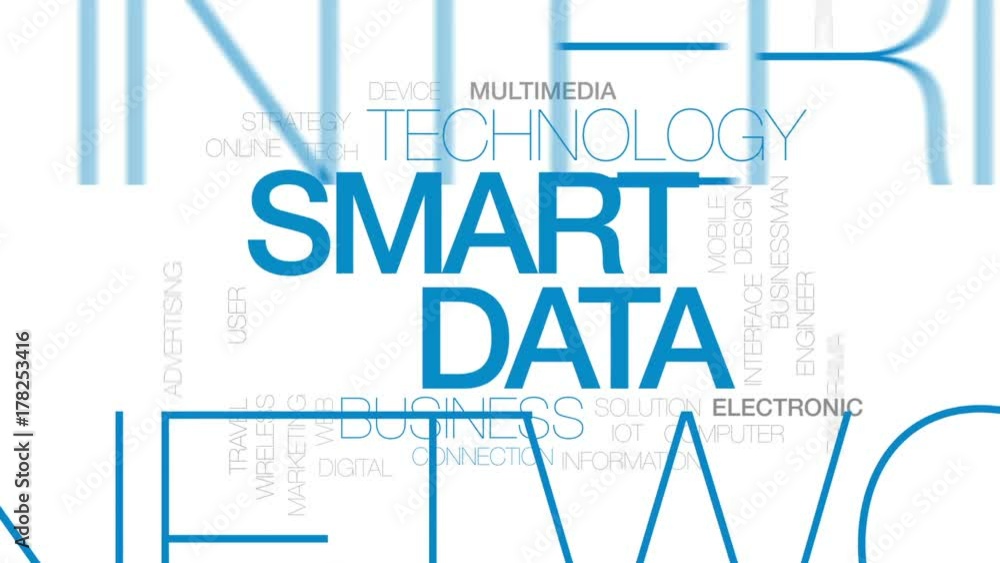 Poster smart data animated word cloud, text design animation. kinetic typography