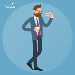 man  eating sandwich