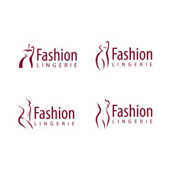 Plus size woman vector logo concept. Curvy lines, stylish design. Can be used for clothes and lingerie brands logotypes. Isolated on white background.