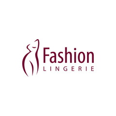 Plus size woman vector logo concept. Curvy lines, stylish design. Can be used for clothes and lingerie brands logotypes. Isolated on white background.