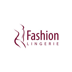 Plus size woman vector logo concept. Curvy lines, stylish design. Can be used for clothes and lingerie brands logotypes. Isolated on white background.