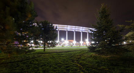 A night alley in a park with lighting