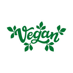 Vegan. Hand lettering typography word
