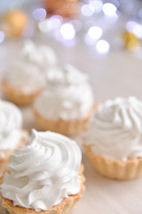 Christmas cakes with decor, ideas for the new year, background