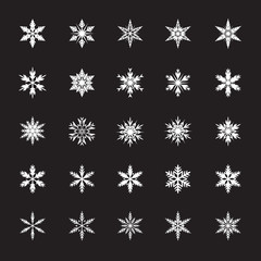 Collection of White Snowflakes. Vector Illustration