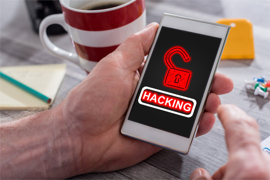 Hacking concept on a smartphone