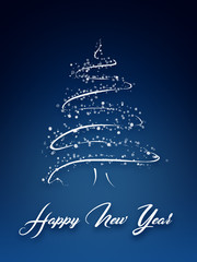 Christmas tree with Happy New Year greetings