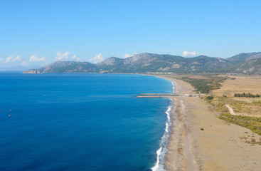 Fototapeta na wymiar Aerial view over Dalaman beach in Turkey