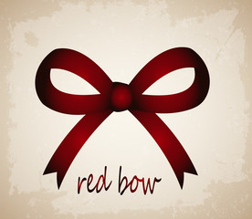 Classic red bow on brown retro background