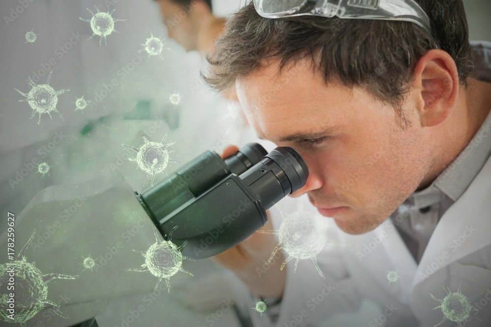 Poster composite image of composite image of green virus