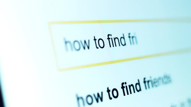 4k Close-up Search Tab, Typing How to Find Friends