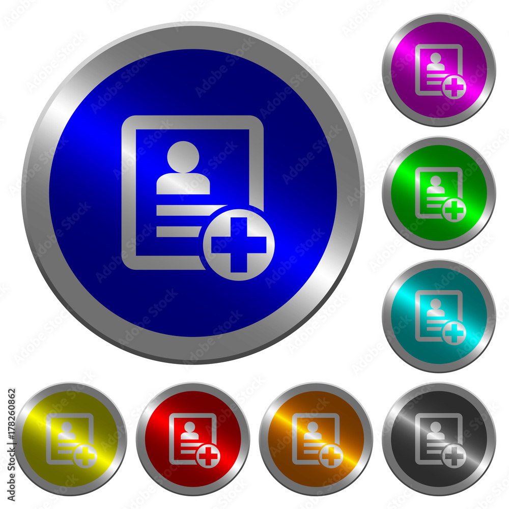 Poster add new contact luminous coin-like round color buttons