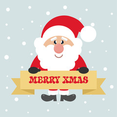 cartoon cute santa claus with sign