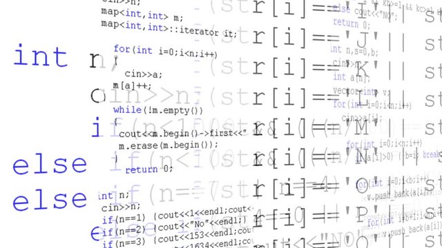 Source code on the monitor screen.