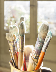 Set of paintbrushes artist