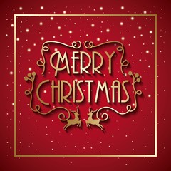 merry christmas card lettering deer and starry background