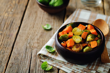 Roasted Sweet potato and Brussels Sprouts