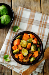 Roasted Sweet potato and Brussels Sprouts