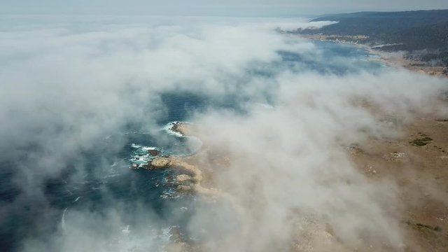 Aerial Footage of Fog Drifting Over Northern California