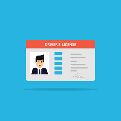 Illustration of the car driver's license identification card with photo. Vector illustration.
