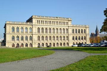 Obraz premium Building of the Konigsberg exchange (1875). Kaliningrad