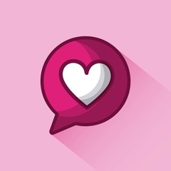 love heart bubble speech romantic icon shadow