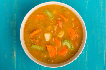 Bowl of Homemade Chunky Vegetable Soup