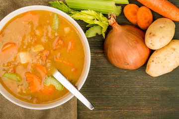 Bowl of Homemade Chunky Vegetable Soup