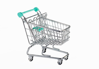 Empty Shopping Trolley on White Background