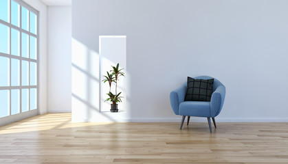 Modern bright interiors. 3D rendering illustration