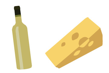 Minimal Wine Bottle & Cheese Block