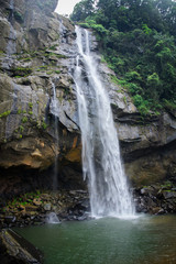 Waterfall in deep forest near Nuwara Eliya in Sri Lanka