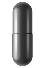 Capsule Black pill isolated on white background. Social problems of humanity. A new health threat. A unique medicine of the future. A cure for cancer. 3D illustration.